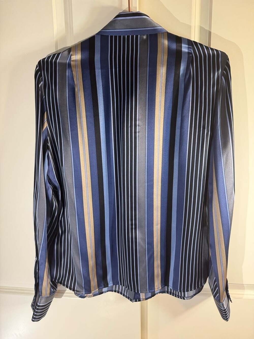 Patrick Christopher 100% Silk Striped Button Down Shirt Size 12 - Picture 2 of 12